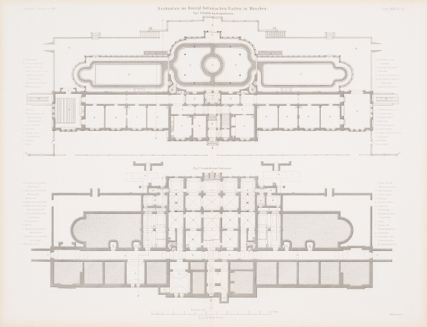 Schwarz-weißer architectural floor plan des Neubauhaus-Gebäudes in München, Deutschland, mit detaillierten Raumlayouts und begleitendem Text.