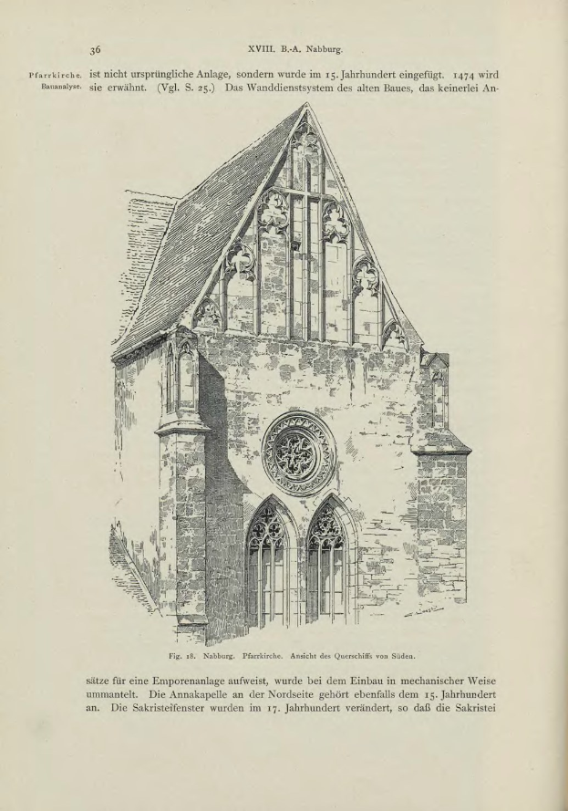 Ein detailliertes Bild einer Kirche mit sichtbaren Fenstern, Bögen und Dach auf dem Cover eines alten Buches.