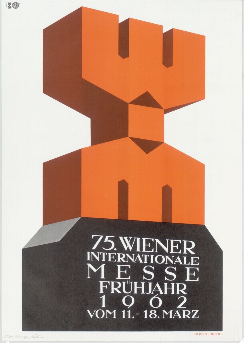 Plakat für die 75. Internationale Messe Frühjahr in München, Deutschland, mit einer farbenfrohen zentralen Skulptur und Veranstaltungdetails auf einem weißen Hintergrund.