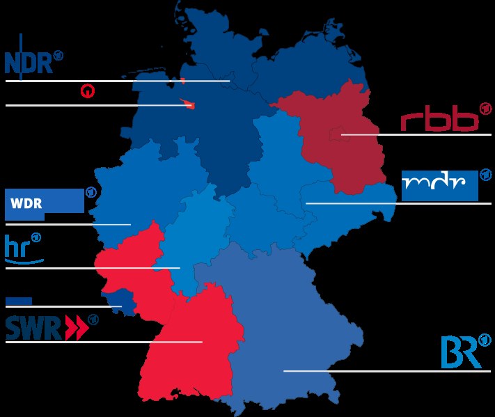 Karte von Deutschland mit in rot und blau hervorgehobenen Bundesländern, die die Ergebnisse der Wahl von 2016 anzeigen, einschließlich der Namen der Kandidaten und des Wahltermins.