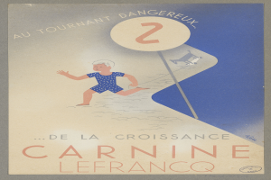 Eine Person in einem hellgelben Kleid lächelt breit in der Mitte eines Karnevalplakats, umgeben von fetten schwarzen Buchstaben, die 'Karneval' bilden.