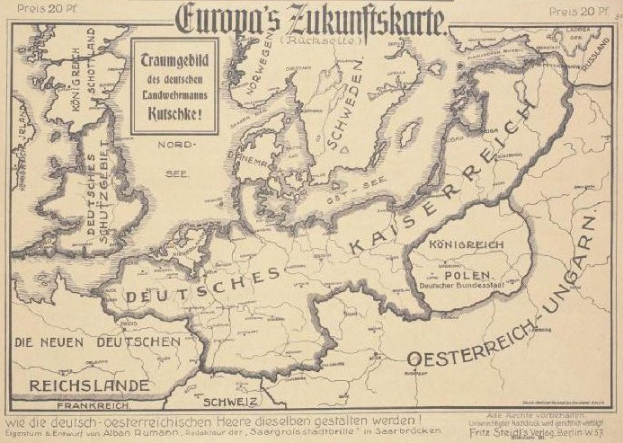 Alte Europa-Karte aus dem frühen 20. Jahrhundert, die das Ausmaß der Europäischen Union zeigt, mit handgeschriebenem Text auf dem Papier.