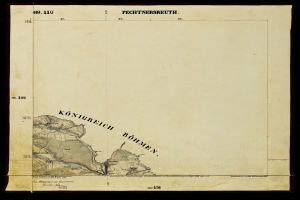 Ein detailliertes altes Stadtplan von Königreich, Deutschland, auf schwarzem Hintergrund, der Stra√en, Gebäude und andere Merkmale zeigt.