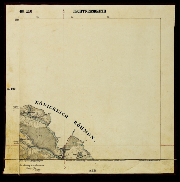 Ein detailliertes altes Stadtplan von Königreich, Deutschland, auf schwarzem Hintergrund, der Stra√en, Gebäude und andere Merkmale zeigt.