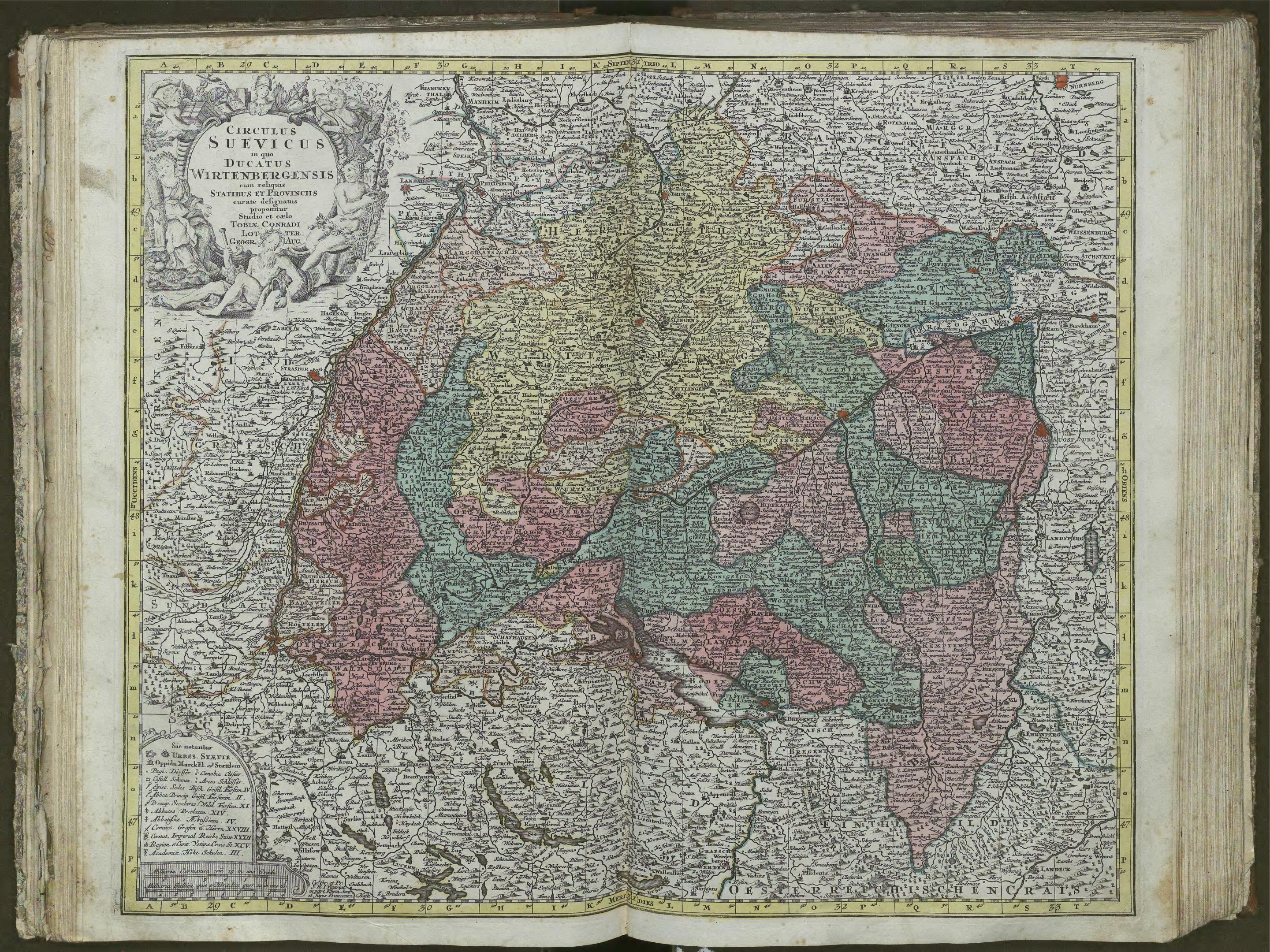 Offenes Buch mit detaillierter Karte von Deutschlands Regionen.