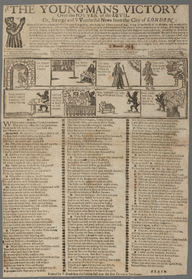 Eine Zeitung mit Text und Illustrationen, die den Sieg eines jungen Mannes feiern, mit detaillierten Abbildungen entschlossener junger Männer und markantem siegorientiertem Text.